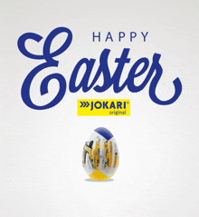 a happy easter greeting with a jokari original logo