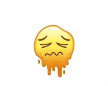 a melting smiley face with its eyes closed and mouth open