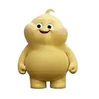 a yellow cartoon character flexing his muscles with a white background