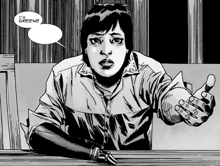 a drawing of a woman with a speech bubble that says i 'm greene