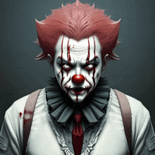 a clown with red hair and a red nose