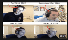 four pictures of a man with headphones and the date april 2nd 2020