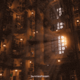 a picture of a building with the words bunnystream on the bottom right