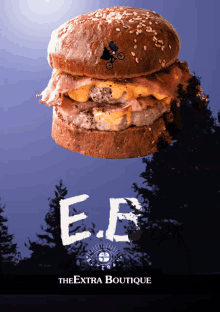 a poster for the extra boutique shows a hamburger