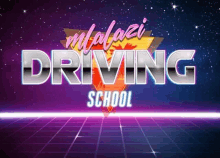 a poster for a driving school in the style of the 80 's