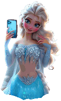 a cartoon of elsa from frozen taking a selfie