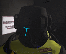 a video game character with a yellow vest that says v.i.p. employee on it