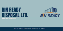 an ad for bin ready disposal ltd shows a blurry background