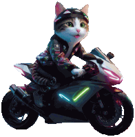 a cat wearing a helmet is riding a motorcycle with a sticker on it that says ' a ' on it