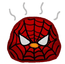 a cartoon of a spider man 's face with smoke coming out of it 's head .