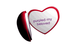 purpled my beloved is written on a white heart