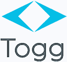 a logo for a company called togg with a blue diamond