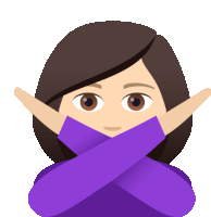 a woman in a purple sweater is crossing her arms in front of her face