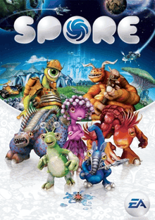 a poster for a video game called spore shows a bunch of monsters