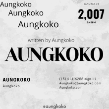 a poster that says aungkoko on it