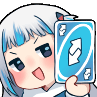 a cartoon of a girl holding a blue uno card