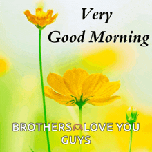 a very good morning message with yellow flowers