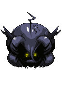 a cartoon drawing of a monster with yellow eyes and a lightning bolt on its head