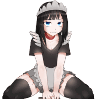 a drawing of a girl wearing a maid outfit