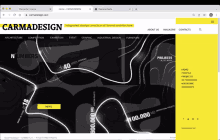 a screenshot of the carmadesign website shows a black and yellow design