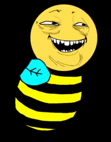 a cartoon of a bee with a smiley face on it 's face