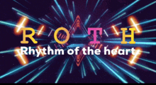 a rhythm of the heart advertisement with a purple background