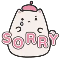 a cartoon drawing of a cat with the word sorry written on it