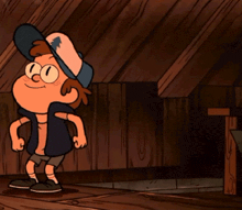 a cartoon character wearing a hat and glasses