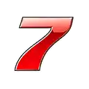 a red number seven on a white background