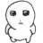 a black and white drawing of a person with big eyes .