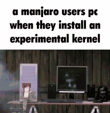 a manjaro users pc when they install an experimental kernel is shown