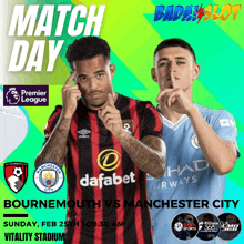 a poster for the premier league match between bournemouth vs manchester city