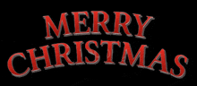 a merry christmas sign that is red on a black background