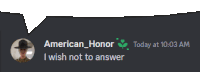 a speech bubble that says american honor today at 10:03 am