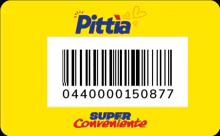 a yellow label with a barcode that says pittia on it