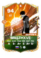 a soccer card with a player named mxsthxve on it