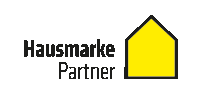 a logo for hausmarke partner with a yellow house in the middle