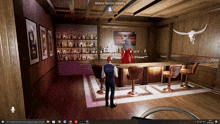 a computer screen shows a man standing in a bar and the words bmeta yachts gallery on the top