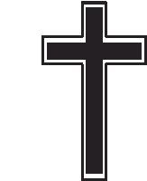 a black cross with a white border on a white background .