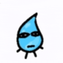 a cartoon drawing of a water drop wearing sunglasses and making a face .