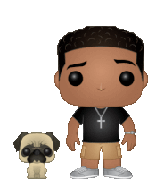 a funko pop of a man and his pug