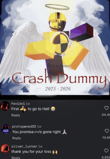 a picture of a crash dummy with a halo