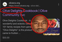 a picture of kanye west with the words olive delights cookbook on it