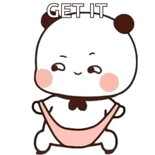 a cartoon panda bear is sitting in a hammock .