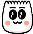 a cartoon drawing of a marshmallow with a mustache and big eyes .