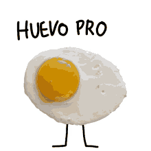 a fried egg with a yellow yolk and the word huevo pro above it