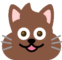 a cartoon drawing of a cat with a pink tongue sticking out