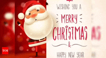 a christmas card with santa wishing you a merry christmas and a happy new year