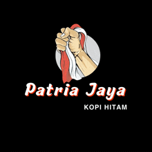 a logo for patria jaya kopi hitam shows a fist