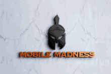 a spartan helmet with the words mobile madness below it